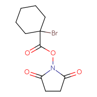 Chemical structure of 2,5-dioxopyrrolidin-1-yl 1-bromocyclohexane-1-carboxylate - CSSB20269714461