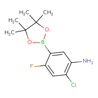 Chemical structure of 2-chloro-4-fluoro-5-(4,4,5,5-tetramethyl-1,3,2-dioxaborolan-2-yl)aniline - CSSB06256070805