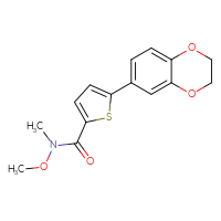 Chemical structure of 5-(2,3-dihydro-1,4-benzodioxin-6-yl)-N-methoxy-N-methylthiophene-2-carboxamide - CSSB00026315687