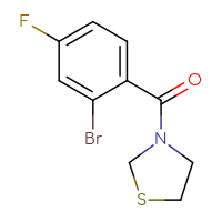 Chemical structure of 3-(2-bromo-4-fluorobenzoyl)-1,3-thiazolidine - CSSB01005433116