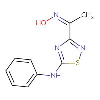 Chemical structure of 3-[(1Z)-1-(hydroxyimino)ethyl]-N-phenyl-1,2,4-thiadiazol-5-amine - CSSB21298278023