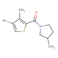 Chemical structure of 1-(4-bromo-3-methylthiophene-2-carbonyl)-3-methylpyrrolidine - CSSB01992601920