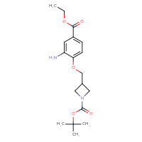 Chemical structure of tert-butyl 3-{[2-amino-4-(ethoxycarbonyl)phenoxy]methyl}azetidine-1-carboxylate - CSSB02195681013