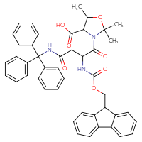 Chemical structure of 3-[2-({[(9H-fluoren-9-yl)methoxy]carbonyl}amino)-3-[(triphenylmethyl)carbamoyl]propanoyl]-2,2,5-trimethyl-1,3-oxazolidine-4-carboxylic acid - CSSB06256038089