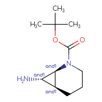 Chemical structure of rac-tert-butyl (1R,6R,7R)-7-amino-2-azabicyclo[4.1.0]heptane-2-carboxylate - CSSB20620686236