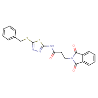 Chemical structure of N-[5-(benzylsulfanyl)-1,3,4-thiadiazol-2-yl]-3-(1,3-dioxo-2,3-dihydro-1H-isoindol-2-yl)propanamide - CSSB00025837195