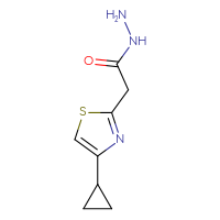 Chemical structure of 2-(4-cyclopropyl-1,3-thiazol-2-yl)acetohydrazide - CSSB02269129260