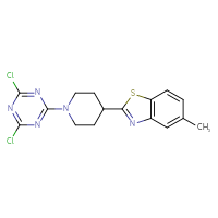 Chemical structure of 2-[1-(4,6-dichloro-1,3,5-triazin-2-yl)piperidin-4-yl]-5-methyl-1,3-benzothiazole - CSSB21332146475
