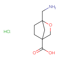 Chemical structure of 1-(aminomethyl)-2-oxabicyclo[2.2.1]heptane-4-carboxylic acid hydrochloride - CSSB00159323163