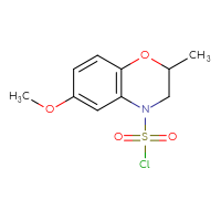 Chemical structure of 6-methoxy-2-methyl-3,4-dihydro-2H-1,4-benzoxazine-4-sulfonyl chloride - CSSB21224771988