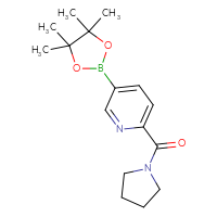 Chemical structure of 2-(pyrrolidine-1-carbonyl)-5-(4,4,5,5-tetramethyl-1,3,2-dioxaborolan-2-yl)pyridine - CSSB00010175309