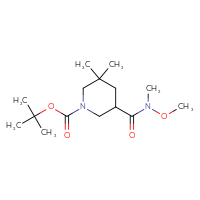 Chemical structure of tert-butyl 5-[methoxy(methyl)carbamoyl]-3,3-dimethylpiperidine-1-carboxylate - CSSB01395049877