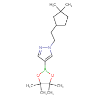 Chemical structure of 1-[2-(3,3-dimethylcyclopentyl)ethyl]-4-(4,4,5,5-tetramethyl-1,3,2-dioxaborolan-2-yl)-1H-pyrazole - CSSB03452709468