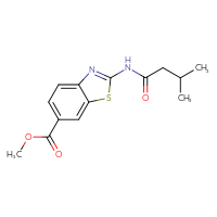 Chemical structure of methyl 2-(3-methylbutanamido)-1,3-benzothiazole-6-carboxylate - CSSB00121599071