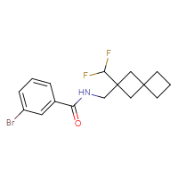 Chemical structure of 3-bromo-N-{[2-(difluoromethyl)spiro[3.3]heptan-2-yl]methyl}benzamide - CSSB01988238037