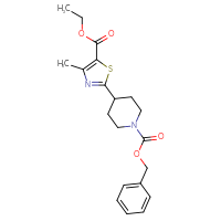 Chemical structure of benzyl 4-[5-(ethoxycarbonyl)-4-methyl-1,3-thiazol-2-yl]piperidine-1-carboxylate - CSSB14929380339