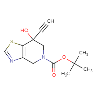 Chemical structure of tert-butyl 7-ethynyl-7-hydroxy-4H,5H,6H,7H-[1,3]thiazolo[4,5-c]pyridine-5-carboxylate - CSSB06656868475