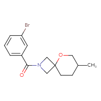 Chemical structure of 2-(3-bromobenzoyl)-7-methyl-5-oxa-2-azaspiro[3.5]nonane - CSSB14943061208