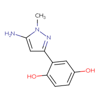 Chemical structure of 2-(5-amino-1-methyl-1H-pyrazol-3-yl)benzene-1,4-diol - CSSB00021415663