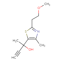 Chemical structure of 2-[2-(2-methoxyethyl)-4-methyl-1,3-thiazol-5-yl]but-3-yn-2-ol - CSSB06795287403