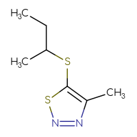 Chemical structure of 5-(butan-2-ylsulfanyl)-4-methyl-1,2,3-thiadiazole - CSSB00000075376