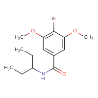 Chemical structure of 4-bromo-3,5-dimethoxy-N-(pentan-3-yl)benzamide - CSSB00026583113