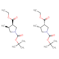 Chemical structure of 1-tert-butyl 3-ethyl (3R,4S)-4-methylpyrrolidine-1,3-dicarboxylate; 1-tert-butyl 3-ethyl (3S,4R)-4-methylpyrrolidine-1,3-dicarboxylate - CSSB14813046923