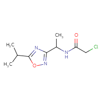 Chemical structure of 2-chloro-N-{1-[5-(propan-2-yl)-1,2,4-oxadiazol-3-yl]ethyl}acetamide - CSSB14909509132