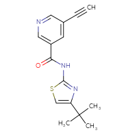 Chemical structure of N-(4-tert-butyl-1,3-thiazol-2-yl)-5-ethynylpyridine-3-carboxamide - CSSB02033054573