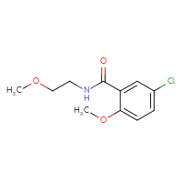 Chemical structure of 5-chloro-2-methoxy-N-(2-methoxyethyl)benzamide - CSSB00000002692