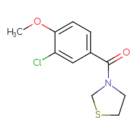 Chemical structure of 3-(3-chloro-4-methoxybenzoyl)-1,3-thiazolidine - CSSB01409365037