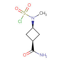 Chemical structure of N-methyl-N-[(1s,3s)-3-carbamoylcyclobutyl]sulfamoyl chloride - CSSB06376834456