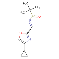 Chemical structure of (S)-N-[(4-cyclopropyl-1,3-oxazol-2-yl)methylidene]-2-methylpropane-2-sulfinamide - CSSB14954717038