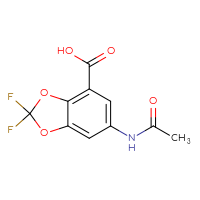 Chemical structure of 6-acetamido-2,2-difluoro-2H-1,3-benzodioxole-4-carboxylic acid - CSSB06641419920