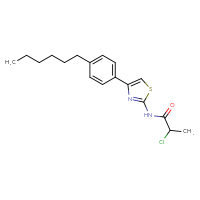 Chemical structure of 2-chloro-N-[4-(4-hexylphenyl)-1,3-thiazol-2-yl]propanamide - CSSB00000682279