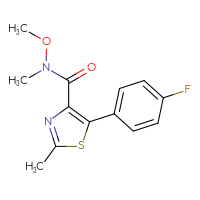 Chemical structure of 5-(4-fluorophenyl)-N-methoxy-N,2-dimethyl-1,3-thiazole-4-carboxamide - CSSB00990255125