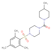 Chemical structure of 1-(4-methylpiperidine-1-carbonyl)-4-(2,4,6-trimethylbenzenesulfonyl)piperazine - CSSB00027526494