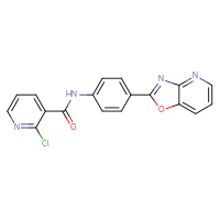 Chemical structure of 2-chloro-N-(4-{[1,3]oxazolo[4,5-b]pyridin-2-yl}phenyl)pyridine-3-carboxamide - CSSB00121618607