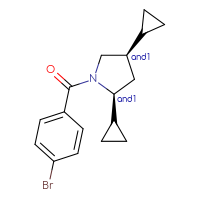 Chemical structure of rac-(2R,4S)-1-(4-bromobenzoyl)-2,4-dicyclopropylpyrrolidine - CSSB21432558768
