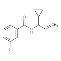 Chemical structure of 3-bromo-N-(1-cyclopropylprop-2-en-1-yl)benzamide - CSSB01193969214
