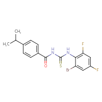 Chemical structure of 1-(2-bromo-4,6-difluorophenyl)-3-[4-(propan-2-yl)benzoyl]thiourea - CSSB00121654714
