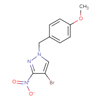 Chemical structure of 4-bromo-1-[(4-methoxyphenyl)methyl]-3-nitro-1H-pyrazole - CSSB00003148400