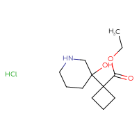Chemical structure of ethyl 1-(3-hydroxypiperidin-3-yl)cyclobutane-1-carboxylate hydrochloride - CSSB21043403121
