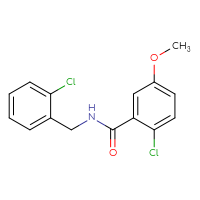 Chemical structure of 2-chloro-N-[(2-chlorophenyl)methyl]-5-methoxybenzamide - CSSB06424533834