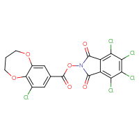 Chemical structure of 4,5,6,7-tetrachloro-1,3-dioxo-2,3-dihydro-1H-isoindol-2-yl 9-chloro-3,4-dihydro-2H-1,5-benzodioxepine-7-carboxylate - CSSB20270437542