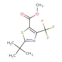 Chemical structure of methyl 2-tert-butyl-4-(trifluoromethyl)-1,3-thiazole-5-carboxylate - CSSB15039045208
