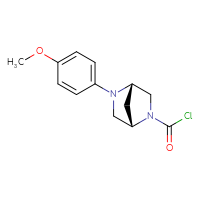 Chemical structure of (1S,4S)-5-(4-methoxyphenyl)-2,5-diazabicyclo[2.2.1]heptane-2-carbonyl chloride - CSSB21224775520