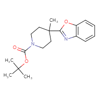 Chemical structure of tert-butyl 4-(1,3-benzoxazol-2-yl)-4-methylpiperidine-1-carboxylate - CSSB21123232250