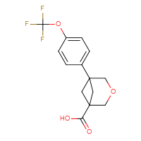 Chemical structure of 5-[4-(trifluoromethoxy)phenyl]-3-oxabicyclo[3.1.1]heptane-1-carboxylic acid - CSSB07254810852