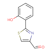 Chemical structure of 2-(2-hydroxyphenyl)-1,3-thiazole-4-carbaldehyde - CSSB00010660599